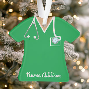 Persoonlijke groene verpleegstersscrubs verpleegge ornament