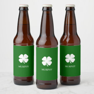 Persoonlijke groene vierbladige klaver Iers Bier Etiket