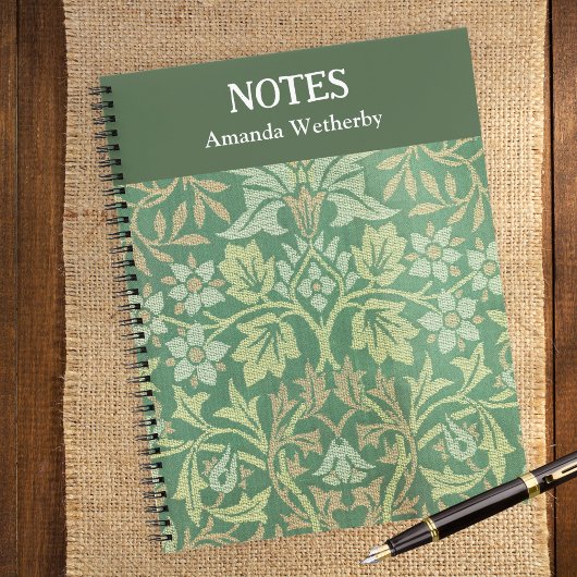Persoonlijke groene William Morris bloementuin Notitieboek