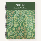 Persoonlijke groene William Morris bloementuin Notitieboek (Voorkant)