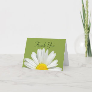 Persoonlijke groene & witte madeliefjes bedankkaar bedankkaart