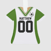 Persoonlijke Groene/Witte Voetbal Jersey Ornament (achterkant)