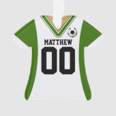 Persoonlijke Groene/Witte Voetbal Jersey Ornament (voorkant)