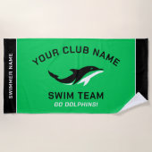 Persoonlijke groene zwemteam zwemmer naam strandlaken (Voorkant)