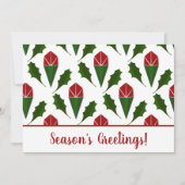 Persoonlijke groeten met rode rozen en hulst voor feestdagenkaart (Voorkant)