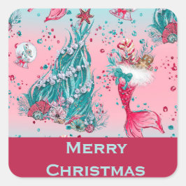 Persoonlijke Groeten Zeemeermin en Vrienden Vierkante Sticker