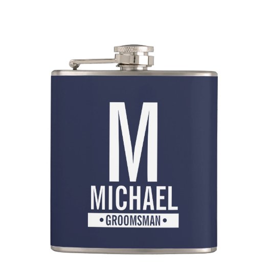 Persoonlijke Groomsman monogram- en naamkolf Heupfles (Voorkant)
