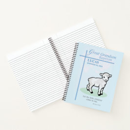 Persoonlijke Groot-achterkleinzoon Doop Blauwe Lam Notitieboek