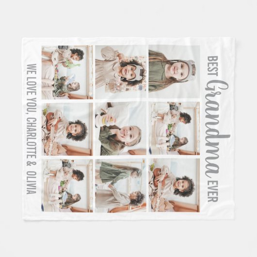 Persoonlijke grootma 9 Foto Collage Fleece Deken (Voorkant (Horizontaal))