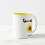 Persoonlijke grootmoeder Est. Zonnebloem, geverfd Tweekleurige Koffiemok (Voorkant rechts)