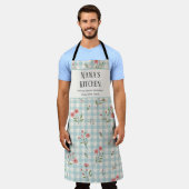 Persoonlijke Grootmoeder Keuken Blauwe Gingham Blo Schort (Gedragen)