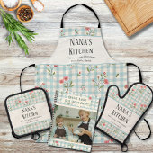 Persoonlijke Grootmoeder Keuken Blauwe Gingham Blo Schort