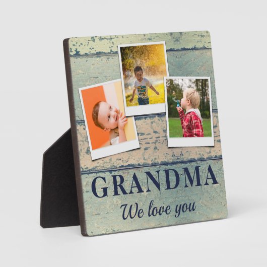 Persoonlijke grootmoeder Kinder kinderen 3 Foto-co Fotoplaat (Voorkant)