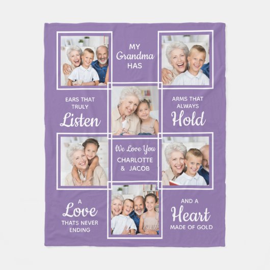 Persoonlijke grootmoeder liefde grootmoeder foto 6 fleece deken (Voorkant)