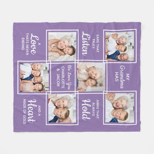 Persoonlijke grootmoeder liefde grootmoeder foto 6 fleece deken (Voorkant (Horizontaal))