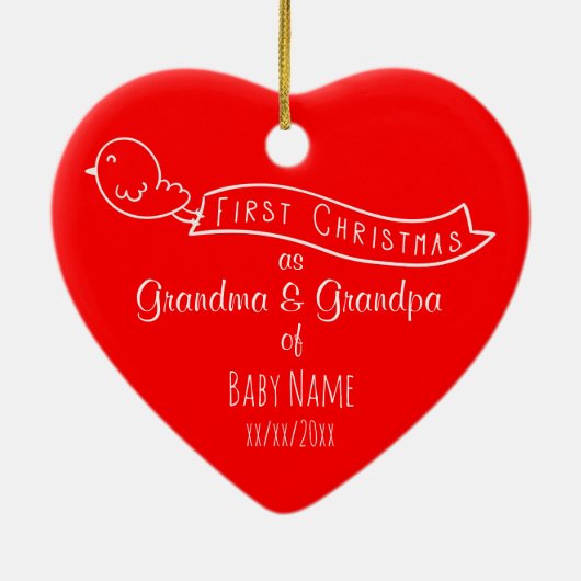 Persoonlijke grootouders Eerste Kerstfeest Keramisch Ornament (Achterkant)