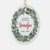 Persoonlijke grootpa Memorial Rustic Sage Wreath Keramisch Ornament (Rechts)