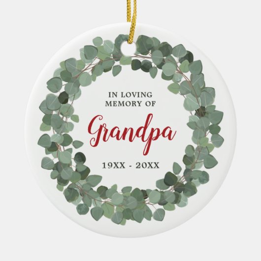 Persoonlijke grootpa Memorial Rustic Sage Wreath Keramisch Ornament (Voorkant)