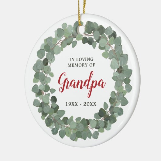 Persoonlijke grootpa Memorial Rustic Sage Wreath Keramisch Ornament (Links)