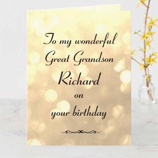 Persoonlijke grootzoon Birthday Kaart (Gele Bloem)