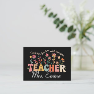 Persoonlijke Groovy Bloemen Leraar Aangepast Cadea Visitekaartje