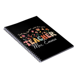 Persoonlijke Groovy Bloemen Leraar Maatwerk Cadeau Notitieboek