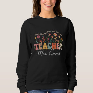 Persoonlijke Groovy Bloemen Leraar Maatwerk Cadeau Trui