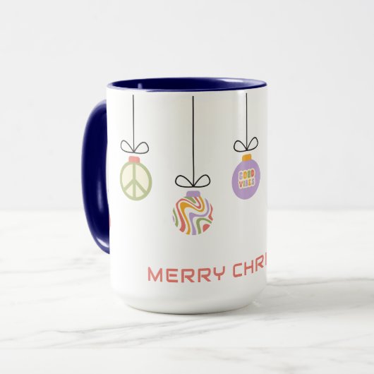 Persoonlijke Groovy Kerstballen Mok (Voorkant links)