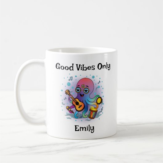 Persoonlijke Groovy Octopus Mok – Retro Hippie (Links)