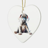 Persoonlijke Grote Dan Puppy Keramisch Ornament (Links)