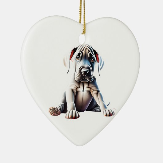 Persoonlijke Grote Dan-reu puppy Keramisch Ornament (Rechts)