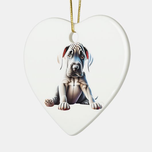 Persoonlijke Grote Dan-reu puppy Keramisch Ornament (Links)