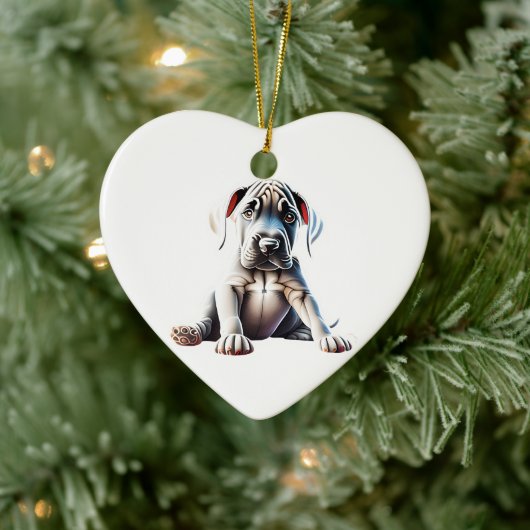 Persoonlijke Grote Dane Puppy Keramisch Ornament (Boom)