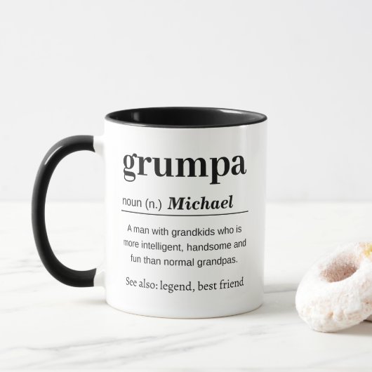 Persoonlijke Grumpa Definitie Mok (Met donut)