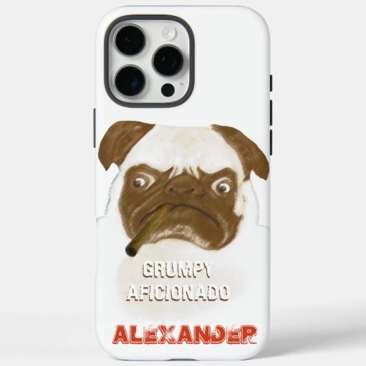 Persoonlijke Grumpy AFICIONADO Puggy Sigaar Case-Mate iPhone Case (Achterkant)