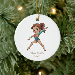 Persoonlijke Gymnast turnen Meisje Kerstmis   Keramisch Ornament