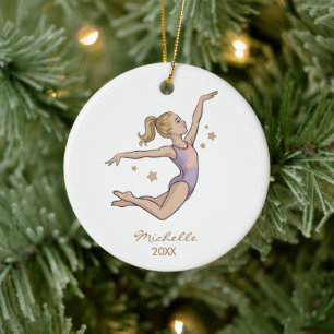 Persoonlijke Gymnast turnen Meisje Kerstmis   Keramisch Ornament