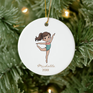 Persoonlijke Gymnast turnen Meisje Kerstmis   Keramisch Ornament