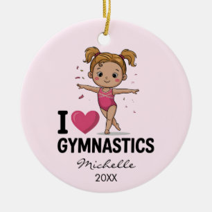Persoonlijke Gymnast turnen Meisje Kerstmis     Keramisch Ornament