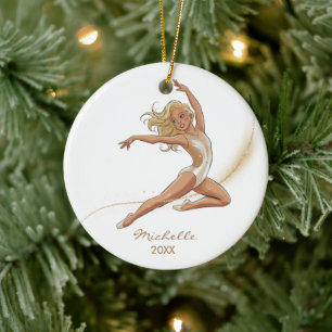 Persoonlijke Gymnast turnster Meisje Kerstmis  Keramisch Ornament