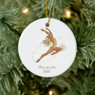 Persoonlijke Gymnast turnster Meisje Kerstmis  Keramisch Ornament