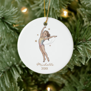Persoonlijke Gymnast turnster Meisje Kerstmis  Keramisch Ornament