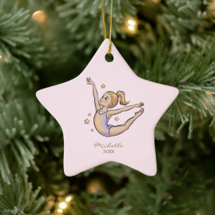 Persoonlijke Gymnast turnster Meisje Kerstmis  Keramisch Ornament