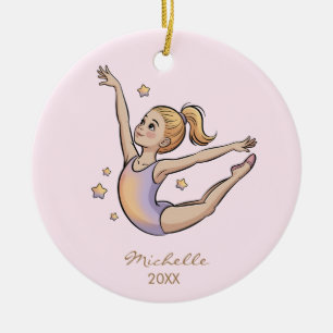 Persoonlijke Gymnast turnster Meisje Kerstmis  Keramisch Ornament