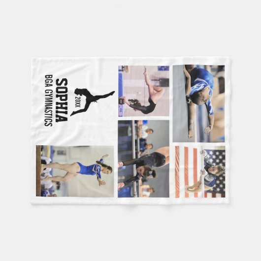 Persoonlijke gymnastiek 5 Foto Collage Name Year Fleece Deken (Voorkant (Horizontaal))