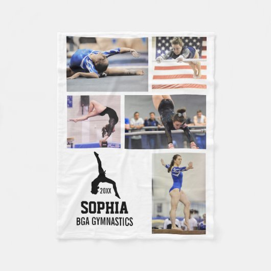 Persoonlijke gymnastiek 5 Foto Collage Name Year Fleece Deken (Voorkant)