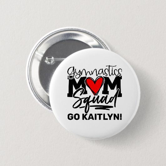 Persoonlijke Gymnastiek Mam Squad Ronde Button 5,7 Cm (Voorkant /achterkant)