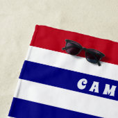 Persoonlijke Haai Wit Blauw Rood Gestreept Kindere Strandlaken (In situ)