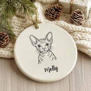 Persoonlijke Haarloze Kattenkerstmis Keramisch Ornament