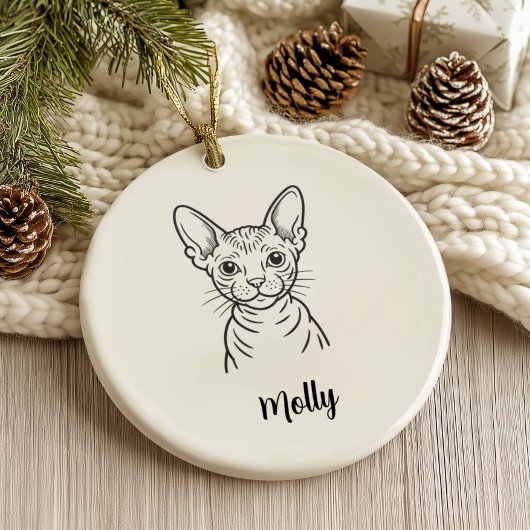 Persoonlijke Haarloze Kattenkerstmis Keramisch Ornament